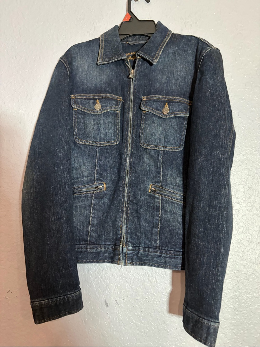 Lauren Jeans Co. Ralph Lauren Dark Wash Zip-Front Denim Jacket | Medium - Picture 2 of 5